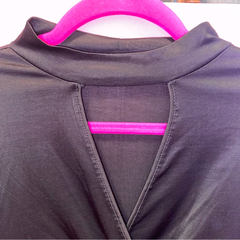 Black Choker Top No Boundaries Side Shirred Club Date Junior Medium Women Small - Picture 3 of 9